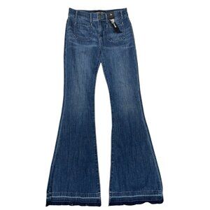 Express Jeans Womens Size 2R Bell Flare Mid Rise Pockets In Front NWT A56